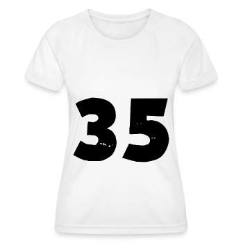Numéro 35 - T-shirt sport Femme - blanc - Devant - AI Model Female 172 dark (172cm)