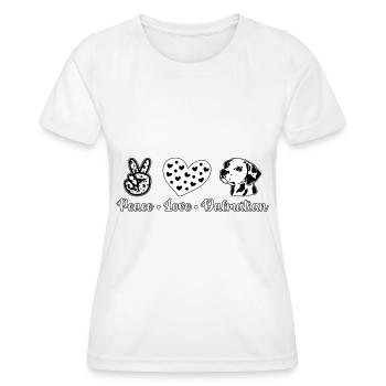 Peace love dalmatian - Frauen Funktions-T-Shirt - Weiß - Vorne - AI Model Female 172 dark (172cm)