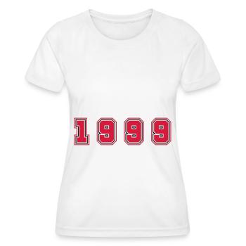 Numéro de l’année 1999 - T-shirt sport Femme - blanc - Devant - AI Model Female 172 dark (172cm)