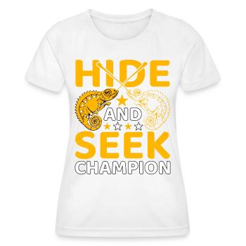 Champion de cache-cache - T-shirt sport Femme - blanc - Devant - AI Model Female 172 dark (172cm)