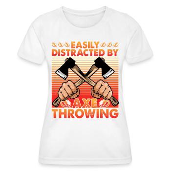 Easily Distracted by Axe Throwing - Women's Functional T-Shirt - white - Front - AI Model Female 172 dark (172cm)