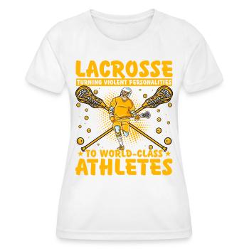 Lacrosse Lustiger Spruch - Frauen Funktions-T-Shirt - Weiß - Vorne - AI Model Female 172 dark (172cm)