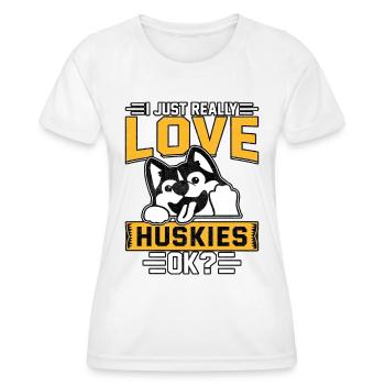 J’aime vraiment les huskies ok? - T-shirt sport Femme - blanc - Devant - AI Model Female 172 dark (172cm)