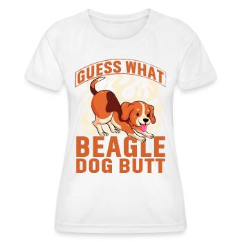 Guess what Beagle Dog Butt - Frauen Funktions-T-Shirt - Weiß - Vorne - AI Model Female 172 dark (172cm)