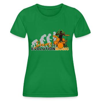Drums, drummer, drums, evolution music - Women's Functional T-Shirt - kelly green - Front - AI Model Female 172 dark (172cm)