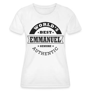 Emmanuel Cadeau emmanuel prénom Emmanuel - T-shirt sport Femme - blanc - Devant - AI Model Female 172 dark (172cm)