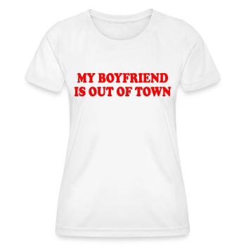 my boyfriend is out of town - T-shirt sport Femme - blanc - Devant - AI Model Female 172 dark (172cm)