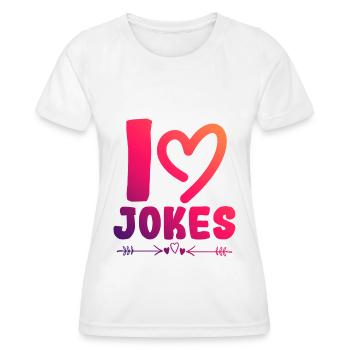 J’adore les blagues - T-shirt sport Femme - blanc - Devant - AI Model Female 172 dark (172cm)