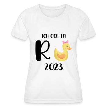 Rente Ente 2023 Pension Ruhestand Opa Oma Rentner - Frauen Funktions-T-Shirt - Weiß - Vorne - AI Model Female 172 dark (172cm)