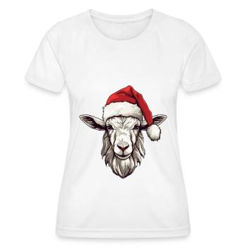 Ziege Kopf Weihnachten Portät - Frauen Funktions-T-Shirt - Weiß - Vorne - AI Model Female 172 dark (172cm)