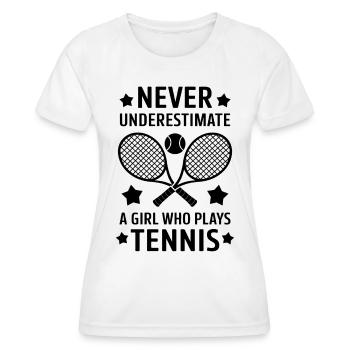 Tennis Spruch Mädchen Lustiges Tennis Geschenk - Frauen Funktions-T-Shirt - Weiß - Vorne - AI Model Female 172 dark (172cm)