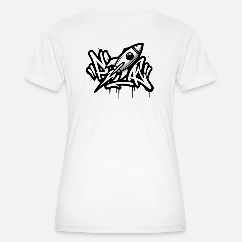Graffiti rocket in black and white - Women's Functional T-Shirt - white