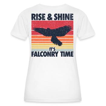 Rise And Shine It's Falconry Time - Women's Functional T-Shirt - white - Back - AI Model Female 172 dark (172cm)
