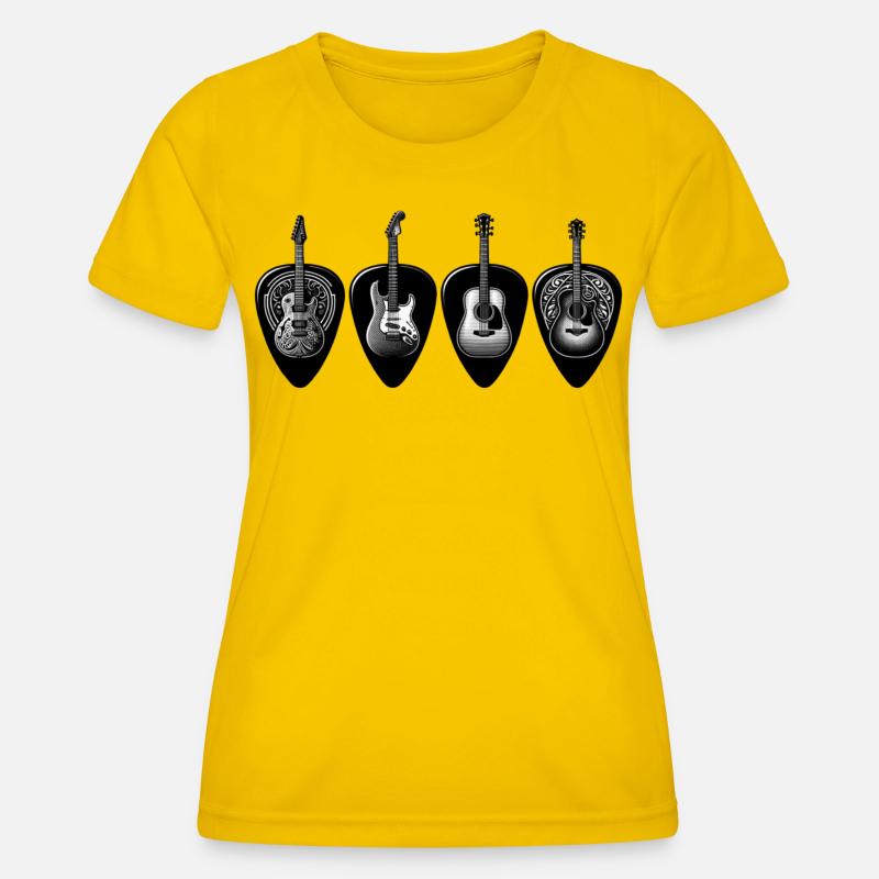 Black & White Guitar Quartet - Women's Functional T-Shirt - egg yellow