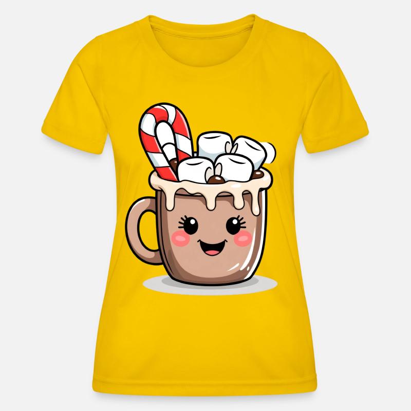 Cuddly Cocoa Mug with Marshmallows - Women's Functional T-Shirt - egg yellow