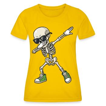 Dab Skelett Cartoon - Frauen Funktions-T-Shirt - Eigelb - Vorne - AI Model Female 172 dark (172cm)