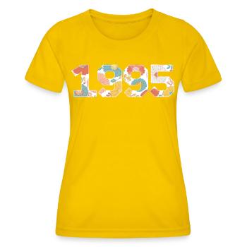 Blumen 1995 - 30-jähriges Jubiläum - Frauen Funktions-T-Shirt - Eigelb - Vorne - AI Model Female 172 dark (172cm)