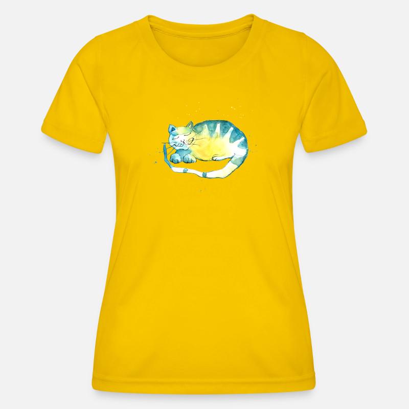 Sleeping cat. I have to think. - Women's Functional T-Shirt - egg yellow