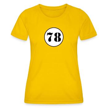 NUMÉRO 78 soixante dix huit cadeau d'anniversaire - T-shirt sport Femme - jaune d'œuf - Devant - AI Model Female 172 dark (172cm)