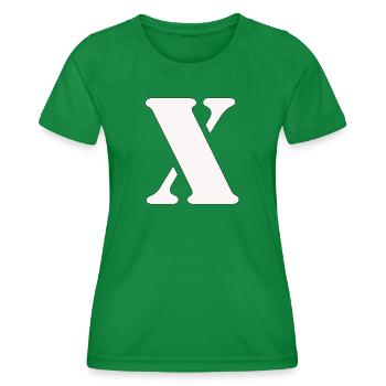 White X Symbol Minimal Typography Design - Frauen Funktions-T-Shirt - Kelly Green - Vorne - AI Model Female 172 dark (172cm)