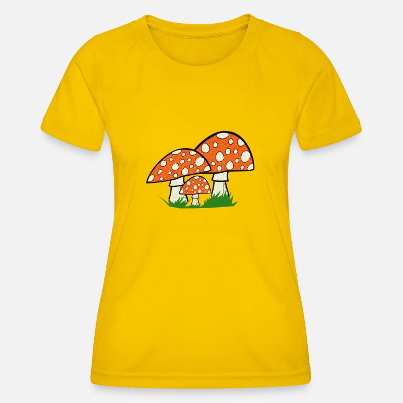 nature graphics, toadstools, great forest motifs - Women's Functional T-Shirt - egg yellow