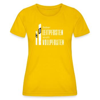 Leitpfosten - Vollpfosten - Straßenbau - Frauen Funktions-T-Shirt - Eigelb - Vorne - AI Model Female 172 dark (172cm)
