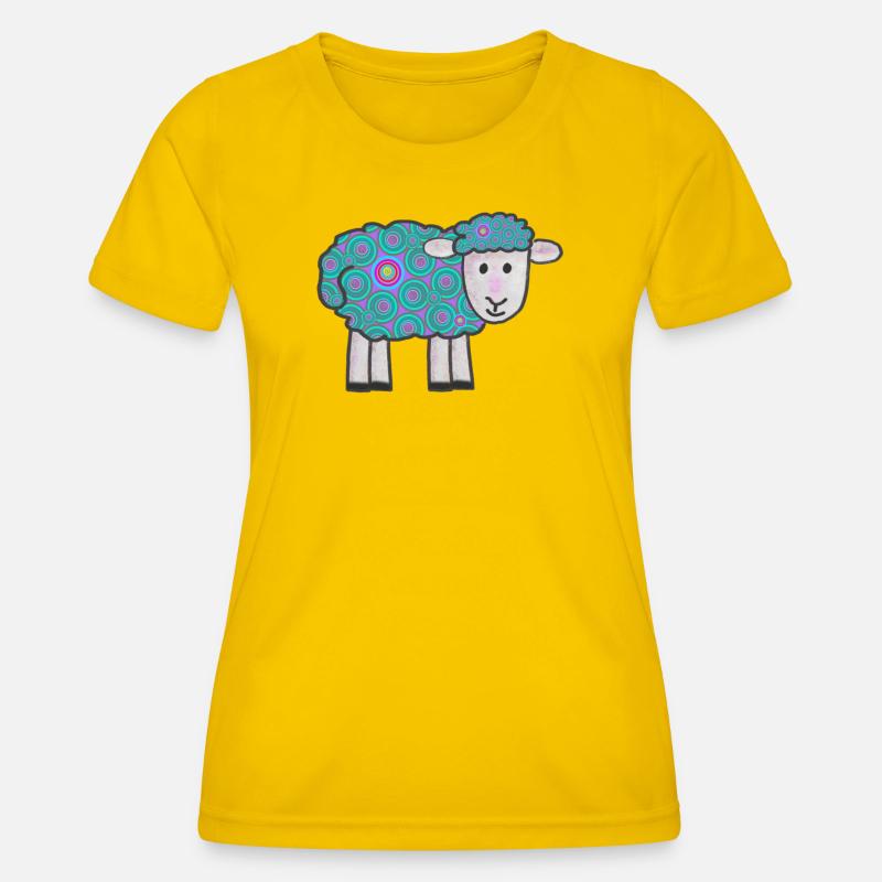 Spiral Sheep Pattern - Women's Functional T-Shirt - egg yellow