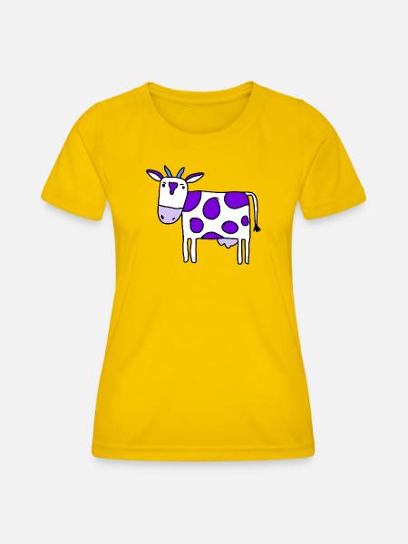 Lila Flecken Kuh Illustration - Frauen Funktions-T-Shirt - Eigelb