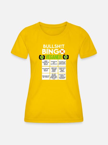 BINGO BULLSHIT VEGANER VEGAN - Frauen Funktions-T-Shirt - Eigelb
