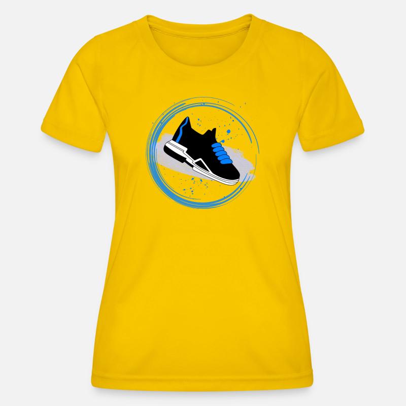 Sneaker Splash in a circle - Women's Functional T-Shirt - egg yellow
