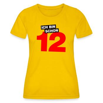 Ich bin schon 12 - Frauen Funktions-T-Shirt - Eigelb - Vorne - AI Model Female 172 dark (172cm)