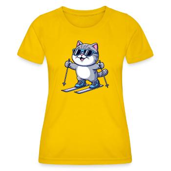 Ski britannique à poil court (Shorthair Skiing) Hiver - T-shirt sport Femme - jaune d'œuf - Devant - AI Model Female 172 dark (172cm)