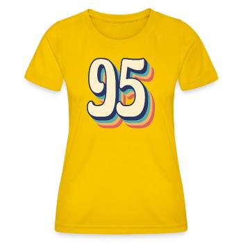 T-Shirt rétro Vintage numéro 95 quatre-vingt-quinze - T-shirt sport Femme - jaune d'œuf - Devant - AI Model Female 172 dark (172cm)