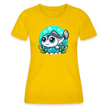Lachsi - Frauen Funktions-T-Shirt - Eigelb - Vorne - AI Model Female 172 dark (172cm)