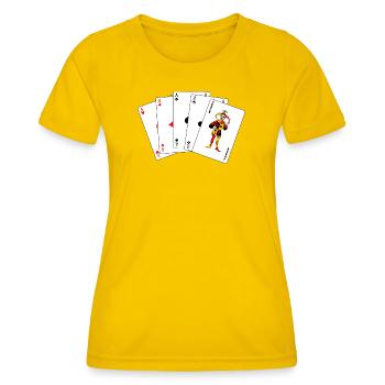 Fünf Karten Fünf gleiche Karten - Frauen Funktions-T-Shirt - Eigelb - Vorne - AI Model Female 172 dark (172cm)