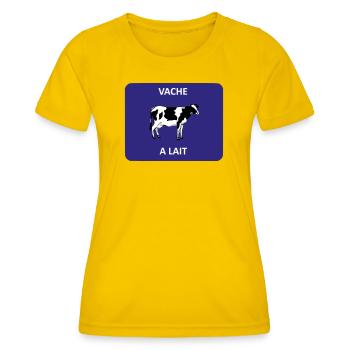 Vache à lait - T-shirt sport Femme - jaune d'œuf - Devant - AI Model Female 172 dark (172cm)