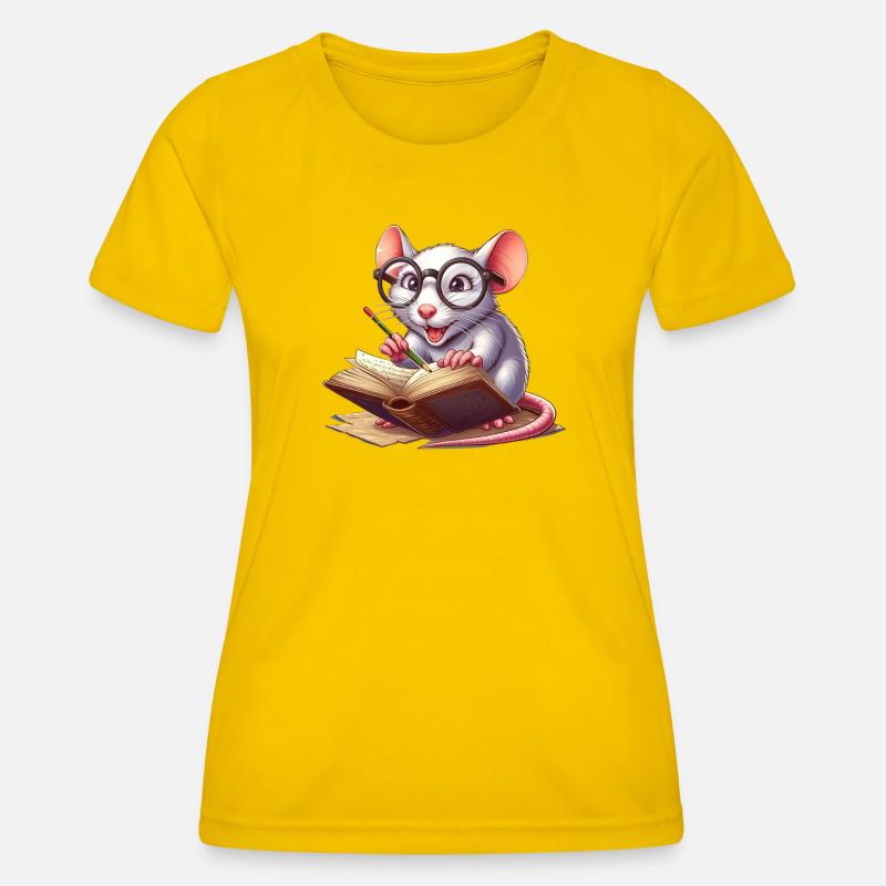 Bookworm with glasses - Women's Functional T-Shirt - egg yellow