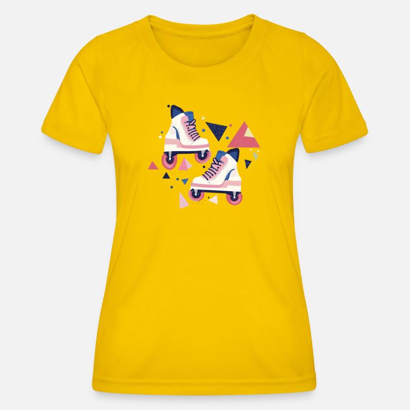 90s pattern roller skates - Women's Functional T-Shirt - egg yellow