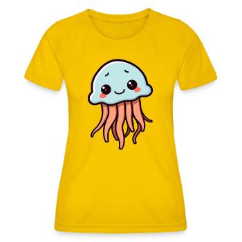 Qualle - Frauen Funktions-T-Shirt - Eigelb - Vorne - AI Model Female 172 dark (172cm)
