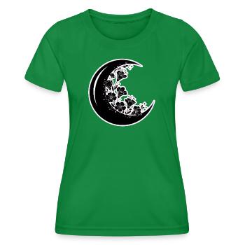 Floral Moon Phase Illustration - Women's Functional T-Shirt - kelly green - Front - AI Model Female 172 dark (172cm)