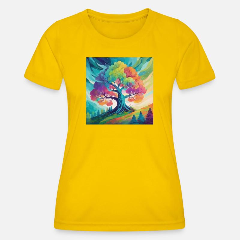 Rainbow Tree of Creativity - Women's Functional T-Shirt - egg yellow