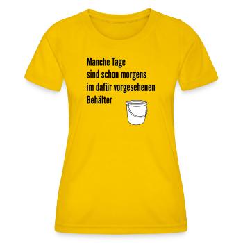 Une journée dans le seau - T-shirt sport Femme - jaune d'œuf - Devant - AI Model Female 172 dark (172cm)