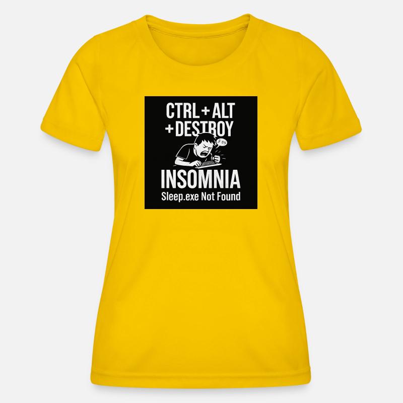 Insomnia Meme Graphic Tee - Women's Functional T-Shirt - egg yellow