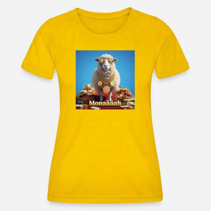 Bling Sheep with Coin Chains - Women's Functional T-Shirt - egg yellow