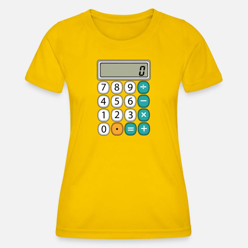Number Day Math Retro Calculator Display - Women's Functional T-Shirt - egg yellow