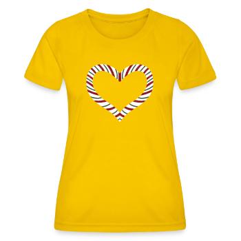 Candy Cane Rayé Coeur - T-shirt sport Femme - jaune d'œuf - Devant - AI Model Female 172 dark (172cm)