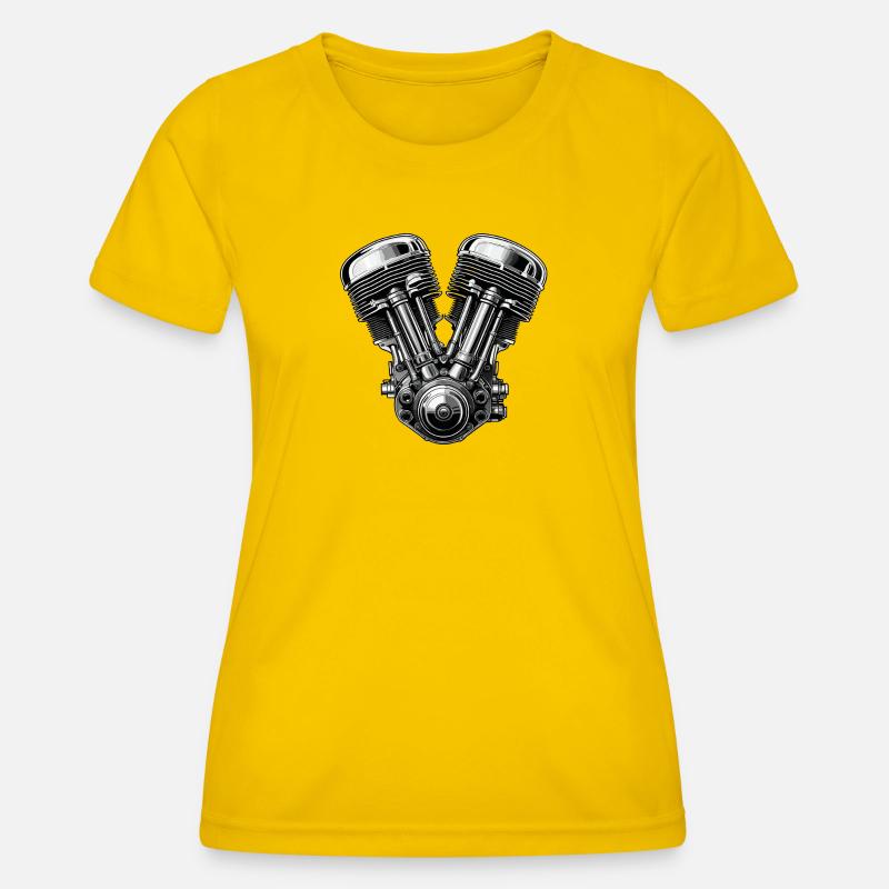 Chrome V-Twin Engine Graphic - Women's Functional T-Shirt - egg yellow
