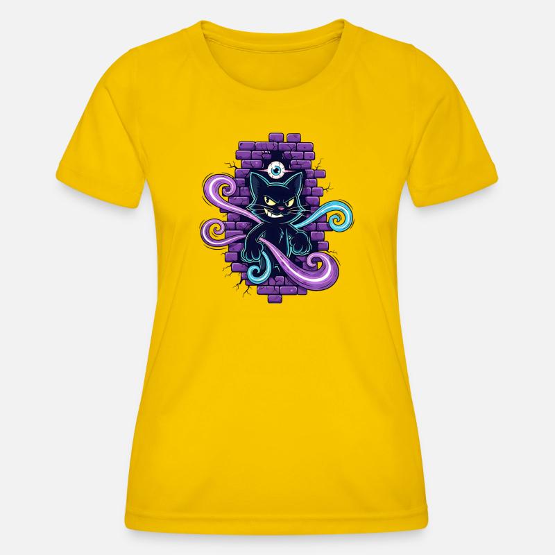 Magic Cat - Magic Cat with All-Seeing Eye - Women's Functional T-Shirt - egg yellow