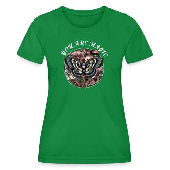 Magischer floraler Schmetterling - Frauen Funktions-T-Shirt - Kelly Green - Vorne - AI Model Female 172 dark (172cm)