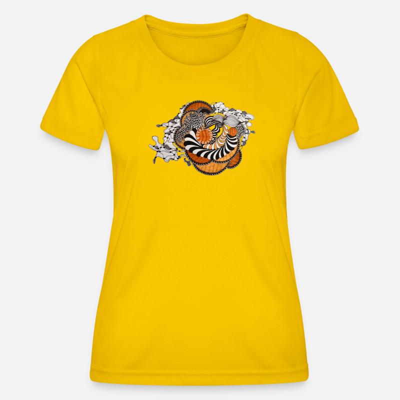 Orange Spiral Black and White Pattern - Women's Functional T-Shirt - egg yellow